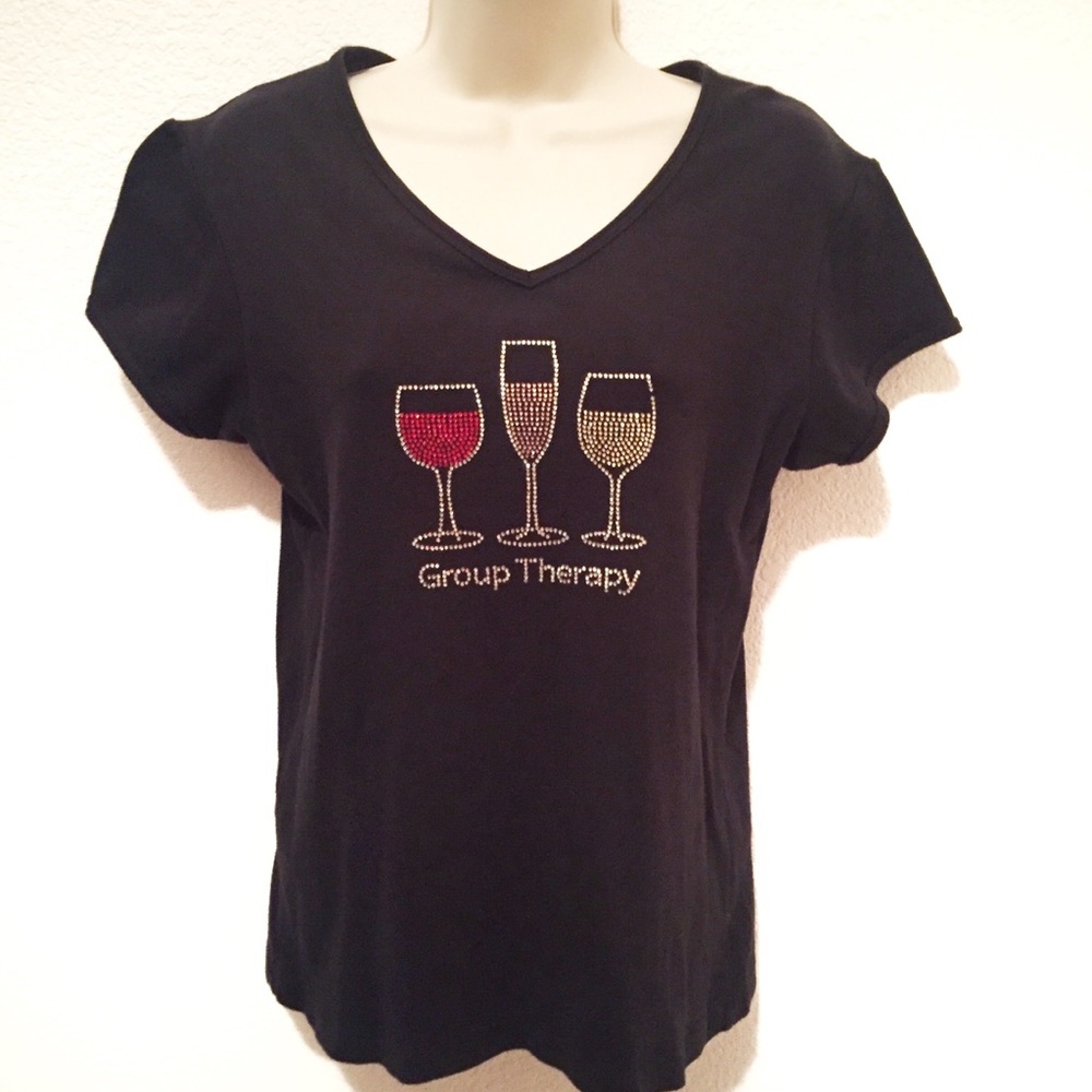 Wine Cocktails Bling Black Women’s T-shirt Large